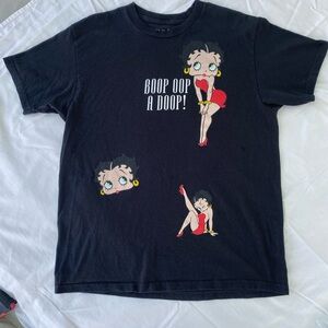 Used Betty Boop Licensed Vintage Large Boop-oop-a-Doop Black T-shirt Tee Size L